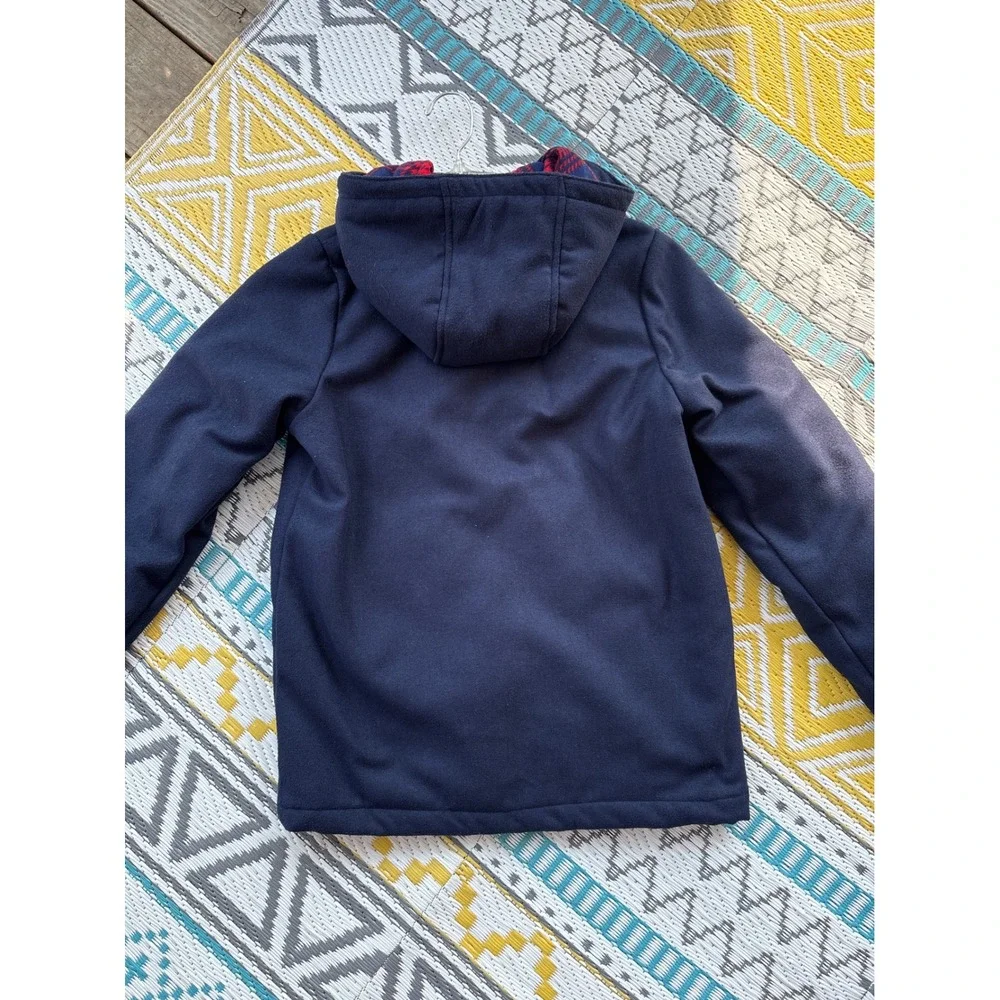 Carters Kids Navy Blue Wool Blend Hooded Duffle Coat Toggle Jacket 10/12